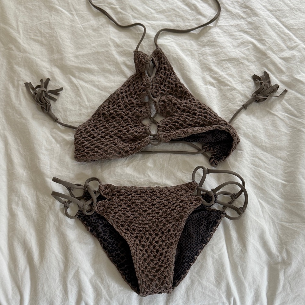 Acacia Brown Crochet Bikini Set